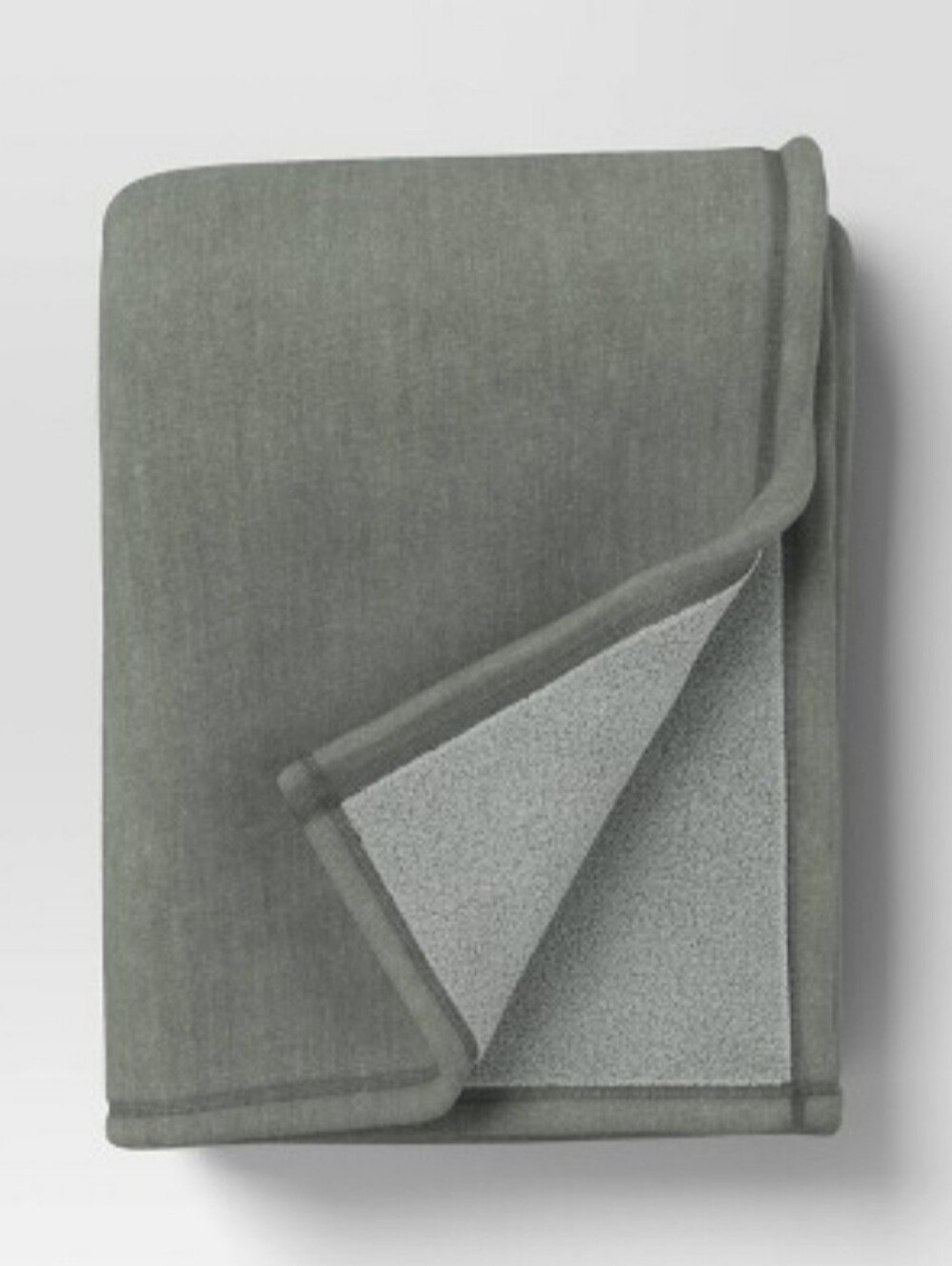 Threshold Oversized Casual Chenille Throw with Faux Shearling Reverse Soft Green